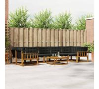 Lumanois Conjunto de sofás de Exterior con cojín 8 pcs Natural y Negro,Mobiliario,Conjuntos de Muebles,94.58kg-3369287