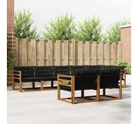 Lumanois Conjunto de sofás de Exterior con cojín 8 pcs Natural y Negro,Mobiliario,Conjuntos de Muebles,94.18kg-3369567