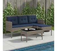 Lumanois Conjunto de sofás de jardín con cojín 2 pcs Gris y Azul Marino,Mobiliario,Muebles de jardín,24.8kg-4103810