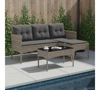 Lumanois Conjunto de sofás de jardín con cojín 2 pcs ratán sintético,24.8kg-4103805
