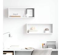 Lumanois Estante Cubo de Pared 2 uds Madera ingeniería Blanco 60x15x23cm, Mobiliario Estanterías Estantes y estanterías, Blanco, 6.04kg
