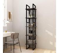 Lumanois Estantería librería 5 Niveles Madera de Pino Gris 40x30x175 cm, Mobiliario Estanterías Librerías y estanterías, Gris, 14.9kg
