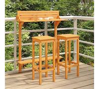 Lumanois Juego de Bar de balcón 3 Piezas Madera Maciza de Acacia,Mobiliario,Conjuntos de jardín,20kg-310254