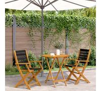 Lumanois Juego de Bistro de 3 Piezas Polipropileno y Madera Maciza Negro,Mobiliario,Conjuntos de jardín,20kg-3281853