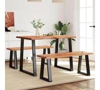 Lumanois Juego de Comedor con Borde Vivo 3 Piezas Madera Maciza Acacia,Mobiliario,Conjuntos de Muebles para cocinas y comedores,39.2kg-3157524