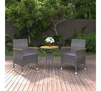 Lumanois Juego de Comedor de jardín 3 Piezas ratán sintético Gris,Mobiliario,Muebles de jardín,20.8kg-3058467
