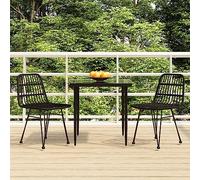 Lumanois Juego de Comedor de jardín 3 Piezas ratán sintético Negro,Mobiliario,Conjuntos de jardín,24.35kg-3157880