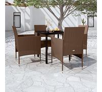 Lumanois Juego de Comedor de jardín 5 Piezas con Cojines marrón y Negro,Mobiliario,Conjuntos de jardín,39.94kg-3099300