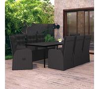Lumanois Juego de Comedor de jardín 9 Piezas con Cojines Negro, Mobiliario Muebles de jardín Conjuntos de jardín, Negro, 151.24kg