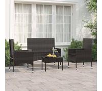 Lumanois Juego de jardín con Cojines 4 Piezas ratán sintético Negro,Mobiliario,Muebles de jardín,20.8kg-319498