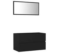 Lumanois Juego de Muebles de baño 2 pzas Madera contrachapada Negro,Mobiliario,Muebles de baño,20kg-804882