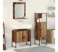 Lumanois Juego de Muebles de baño 3 pcs Marrón Madera contrachapada,Mobiliario,Muebles de baño,38.01kg-3334357