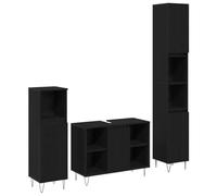 Lumanois Juego de Muebles de baño 3 pcs Roble Negro Madera contrachapada,Mobiliario,Conjuntos de Muebles,Muebles de baño,54.05kg-3378509