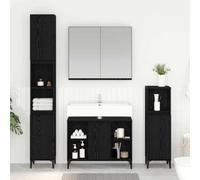 Lumanois Juego de Muebles de baño 3 pcs Roble Negro Madera contrachapada,Mobiliario,Conjuntos de Muebles,Muebles de baño,54.52kg-3416170