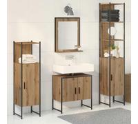 Lumanois Juego de Muebles de baño 4 pcs Marrón 33 x 33 x 185.5 cm,Mobiliario,Conjuntos de Muebles,Muebles de baño,59.96kg-3334410