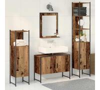 Lumanois Juego de Muebles de baño 4 pcs Marrón Madera de ingeniería,Mobiliario,Muebles de baño,63.36kg-3334402