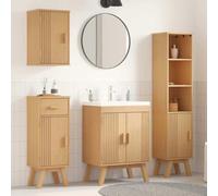 Lumanois Juego de Muebles de baño 4 pcs Marrón Madera Maciza de Pino,Mobiliario,Muebles de baño,49.4kg-3334190