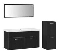 Lumanois Juego de Muebles de baño 4 pcs Roble Negro Madera de ingeniería,Conjuntos de Muebles,Muebles de baño,55.5kg-3334370