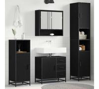 Lumanois Juego de Muebles de baño 4 pcs Roble Negro Madera de ingeniería,Mobiliario,Conjuntos de Muebles,Muebles de baño,101.36kg-3402449