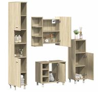 Lumanois Juego de Muebles de baño 4 pzas contrachapada Roble Sonoma,Mobiliario,Conjuntos de Muebles,Muebles de baño,71.22kg-3324970