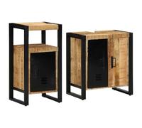 Lumanois Juego de Muebles de baño con cajón 2 pcs Madera de Mango Maciza,Mobiliario,Conjuntos de Muebles,Muebles de baño,36.1kg-3305598