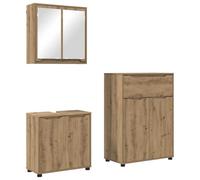 Lumanois Juego de Muebles de baño con cajón Manual 3 pcs Roble Artesanal,Mobiliario,Conjuntos de Muebles,Muebles de baño,60.39kg-3403859