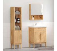 Lumanois Juego de Muebles de baño con Estante Floro 2 pcs Marrón Cera,Mobiliario,Conjuntos de Muebles,Muebles de baño,29.15kg-3385881