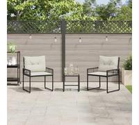 Lumanois Juego de Muebles de Exterior con cojín 3 pcs Negro y,Mobiliario,Muebles de jardín,Conjuntos de jardín,20.9kg-42025174