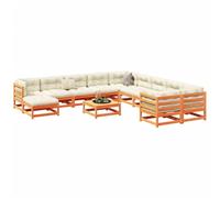 Lumanois Juego de sofás de jardín 12 pzas Madera Maciza Pino marrón Cera,106.16kg-3299652