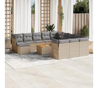 Lumanois Juego de sofás jardín con Cojines Beige Mezcla 13 pzas ratán PE,Mobiliario,Muebles de jardín,109.8kg-3256318