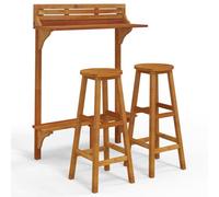Lumanois Juego Muebles de Bar de balcón 3 Piezas Madera Maciza de Acacia, Mobiliario Muebles de jardín Conjuntos de jardín, Marrón, 20kg