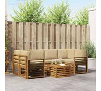 Lumanois Juegos de sofás 7 pcs Natural y Beige Madera de Acacia Sólida,Mobiliario,Conjuntos de Muebles,100.18kg-3374463