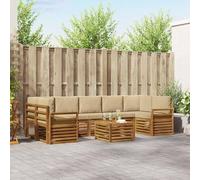 Lumanois Juegos de sofás 8 pcs Natural y Beige Madera de Acacia Sólida,Mobiliario,Conjuntos de Muebles,112.24kg-3374533