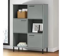 Lumanois Librería Patas de Metal Oslo Madera Maciza Gris 90x35x128,5cm,Mobiliario,Estanterías,Librerías y estanterías,27.8kg-351013