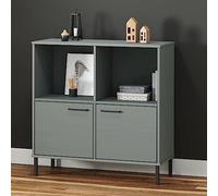Lumanois Librería Patas de Metal Oslo Madera Maciza Gris 90x35x90,5 cm,Mobiliario,Estanterías,Librerías y estanterías,19.8kg-351016