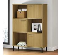 Lumanois Librería Patas de Metal Oslo Madera Maciza marrón 90x35x128,5cm,Mobiliario,Estanterías,Librerías y estanterías,28.3kg-351012
