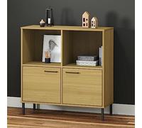 Lumanois Librería Patas de Metal Oslo Madera Maciza marrón 90x35x90,5 cm,Mobiliario,Librerías y estanterías,19.2kg-351015