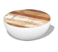 Lumanois Mesa de Centro Forma Cuenco Madera Maciza reciclada 60x60x30 cm, Mobiliario Mesas Mesas Decorativas Mesas de Centro, Blanco, 14.05kg