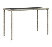 Lumanois Mesa jardín Superficie Vidrio ratán PE Gris Claro 115x54x74 cm, Mobiliario Muebles de jardín Mesas de jardín, Gris, 12.75kg