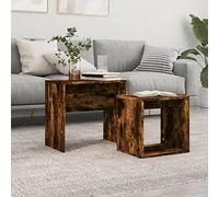 Lumanois Mesas de Centro apilables 2 pzas Madera ingeniería Roble Humo, Mobiliario Mesas Mesas Decorativas Mesas de Centro, Marrón, 11.34kg