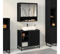 Lumanois Mueble de Cuarto de Baño con Puerta Roble Negro 65 x 33 x 60 cm,Mobiliario,Conjuntos de Muebles,Muebles de baño,18.73kg-883636
