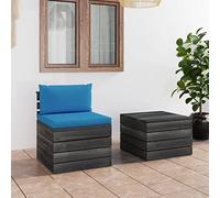 Lumanois Muebles de jardín de palets 2 Piezas Cojines Madera de Pino,Mobiliario,Conjuntos de jardín,21.8kg-3061663