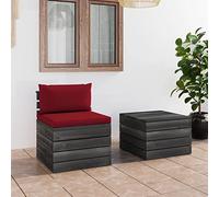 Lumanois Muebles de jardín de palets 2 Piezas Cojines Madera Maciza Pino,Mobiliario,Conjuntos de jardín,21.8kg-3061668