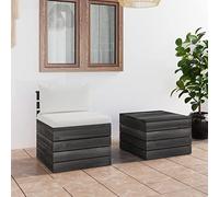 Lumanois Muebles de jardín de palets 2 Piezas Cojines Madera Maciza Pino,Mobiliario,Conjuntos de jardín,21.8kg-3061661