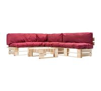 Lumanois Muebles de palets de jardín con Cojines Rojos 4 Piezas Madera,59.24kg-277489