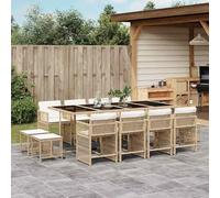 Lumanois Set Comedor de jardín con Cojines 13 pzas ratán sintético Beige,Mobiliario,Muebles de jardín,112.55kg-3211702