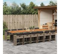 Lumanois Set Comedor de jardín con Cojines 13 pzas ratán sintético Gris,Mobiliario,Muebles de jardín,138kg-3277897