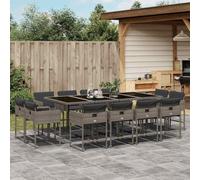 Lumanois Set Comedor de jardín con Cojines 13 pzas ratán sintético Gris,Mobiliario,Muebles de jardín,128.9kg-3211400