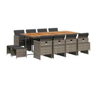 Lumanois Set Comedor de jardín con Cojines 13 pzas ratán sintético Gris,Muebles de jardín,117.35kg-3210626