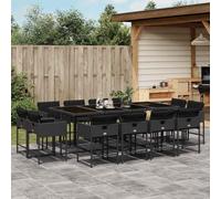 Lumanois Set Comedor de jardín con Cojines 13 pzas ratán sintético Negro,Mobiliario,Muebles de jardín,126kg-3211399